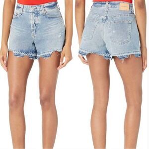 New AG Women's Shorts Alexxis High Rise Wedgie Distressed Cut Off Denim size 25